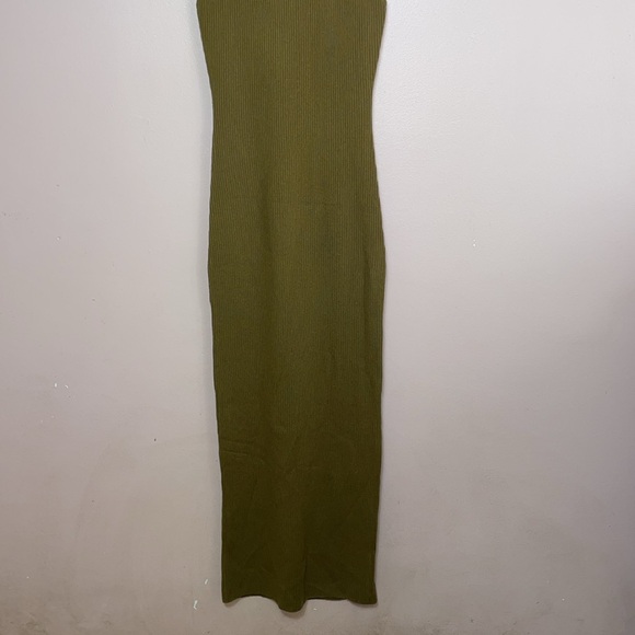Revolve Enza Costa Ribbed Sleeveless Turtleneck Dress M in Olive - Picture 3 of 6
